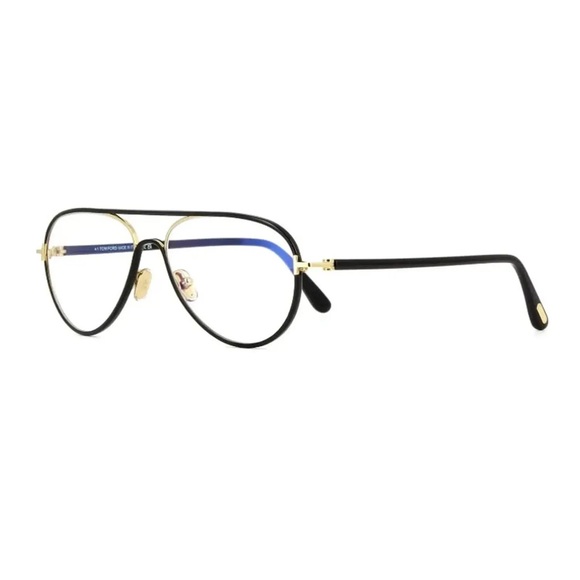 New Tom Ford Eyeglasses FT5897-B 001 Shiny Black/Clear Blue Light Block 57mm